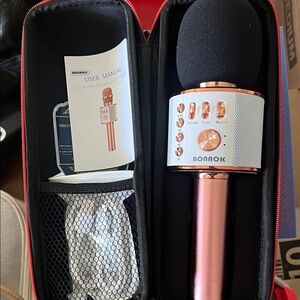 BONAOK Rose Gold Wireless Bluetooth Karaoke Microphone